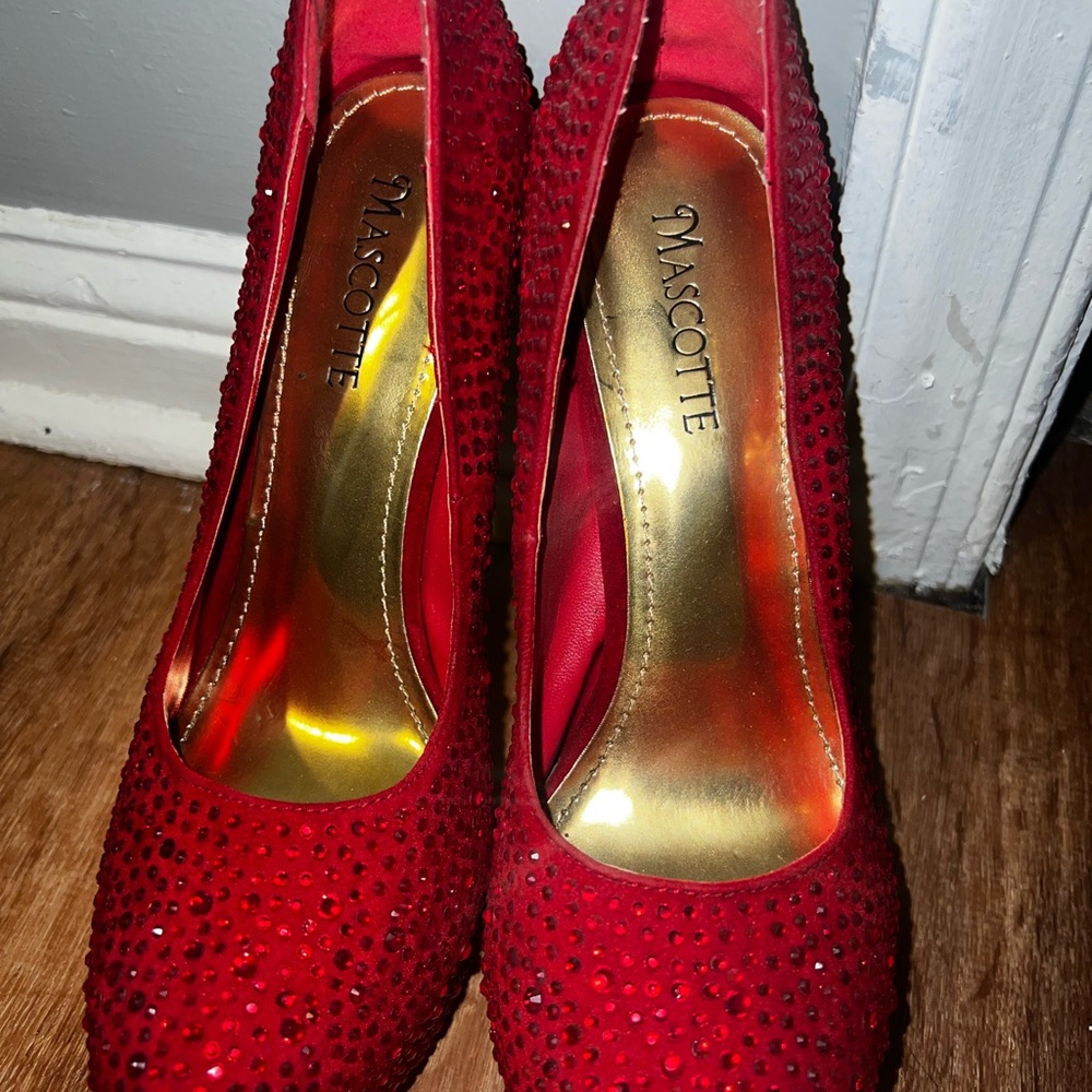 Studded Red Women's Heels